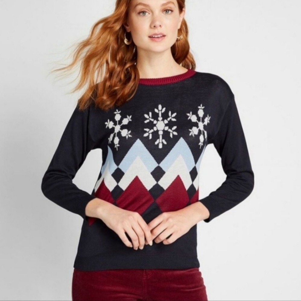 NWT Royal Monk Modcloth "Taking a Snowday" Sweater